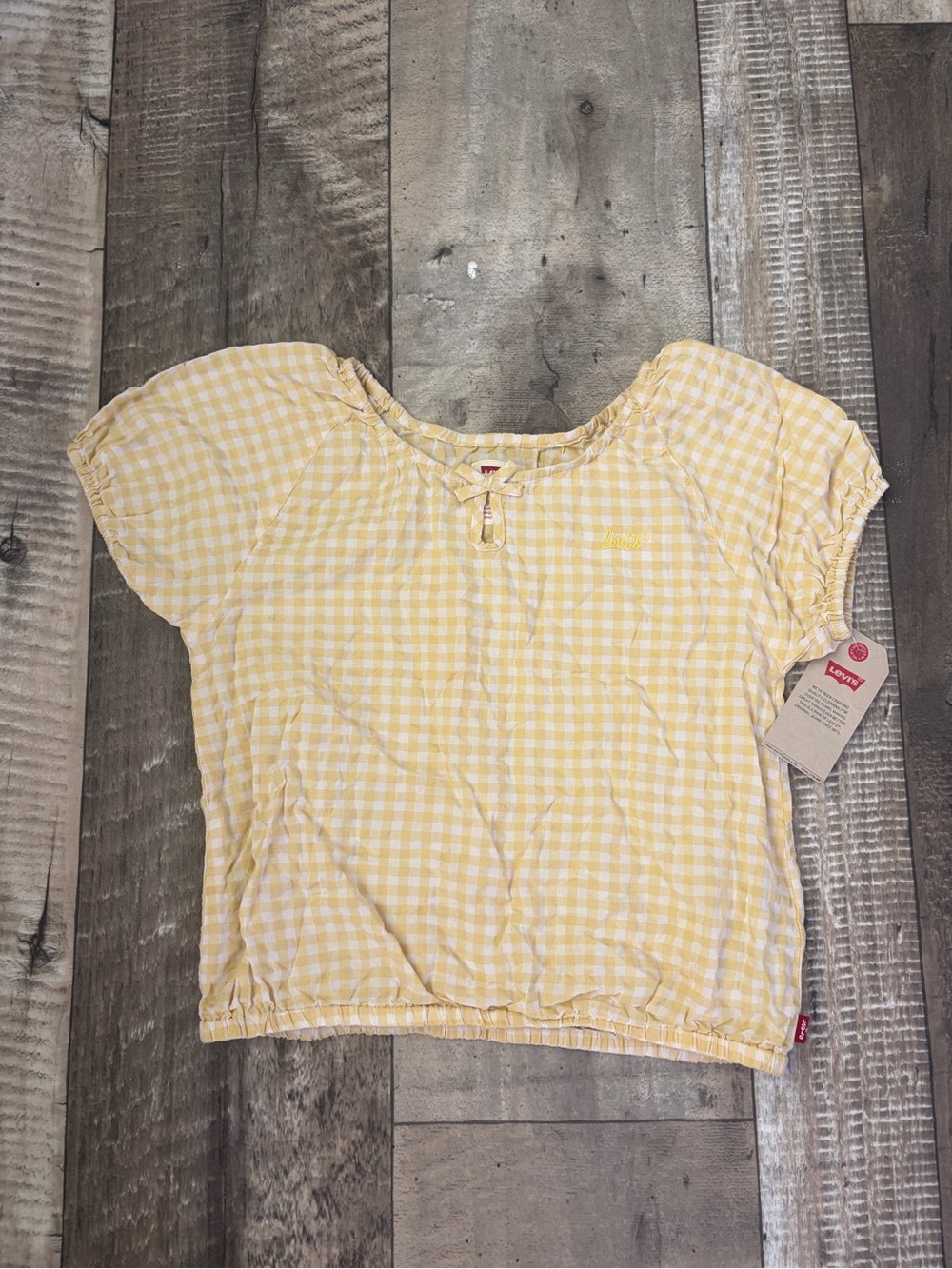 Levi's Women’s Yellow Gingham Short Sleeve Top